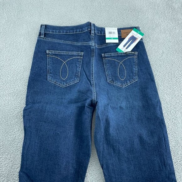 Calvin Klein Womens Dark Blue Straight Leg Jeans Size 12 NWT 4468 - Picture 2 of 11